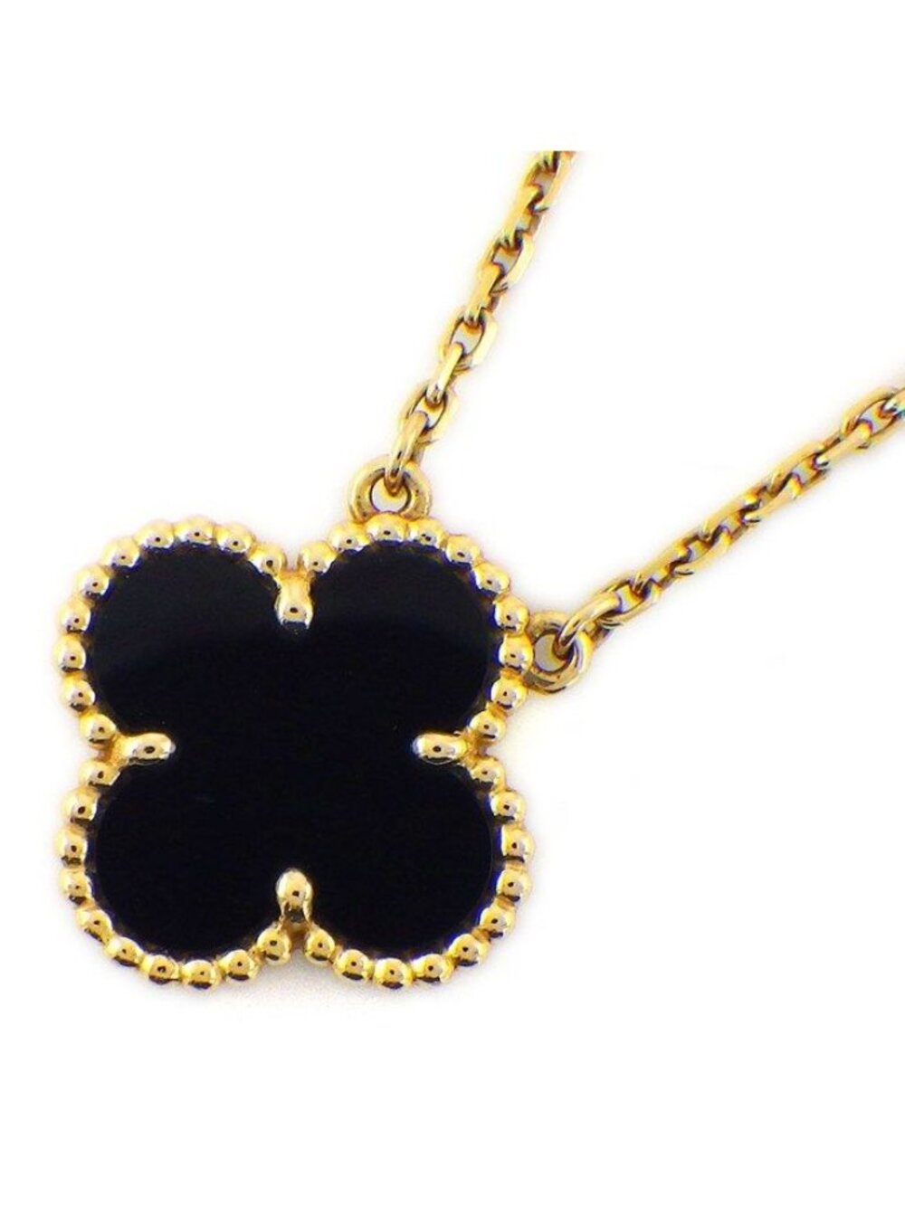 Van Cleef & Arpels Necklace Vintage Alhambra Onyx 18k Yellow Gold